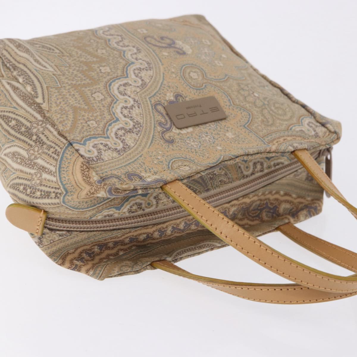 ETRO Paisley Hand Bag Canvas Beige Auth am12428A