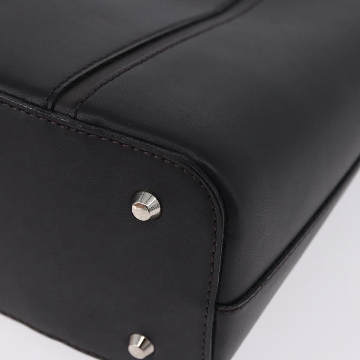 BURBERRY Hand Bag Leather Black Silver Auth am12432V