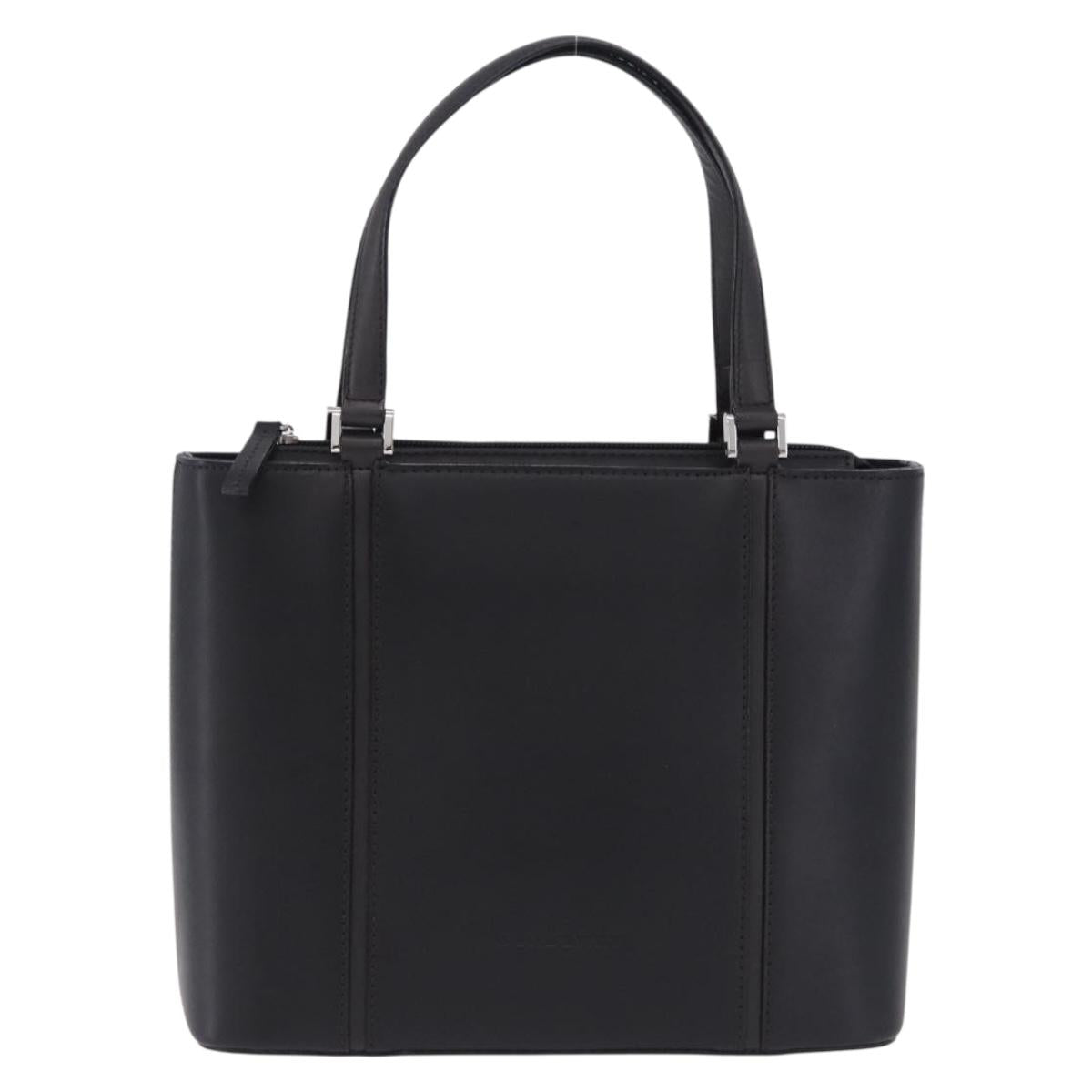 BURBERRY Hand Bag Leather Black Silver Auth am12432V