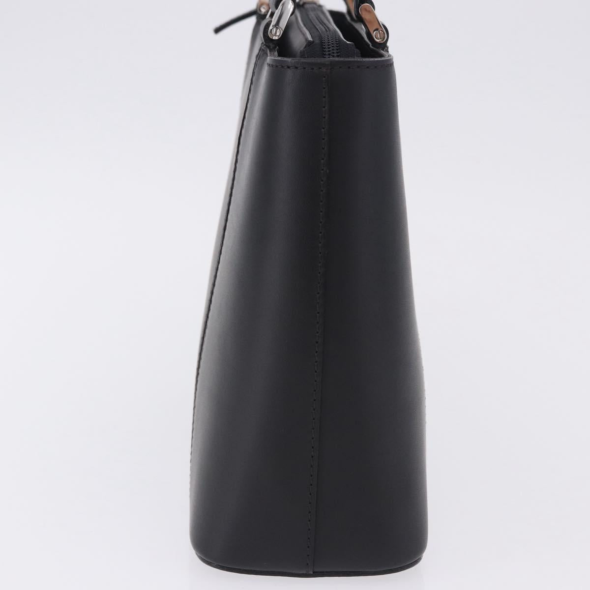 BURBERRY Hand Bag Leather Black Silver Auth am12432V