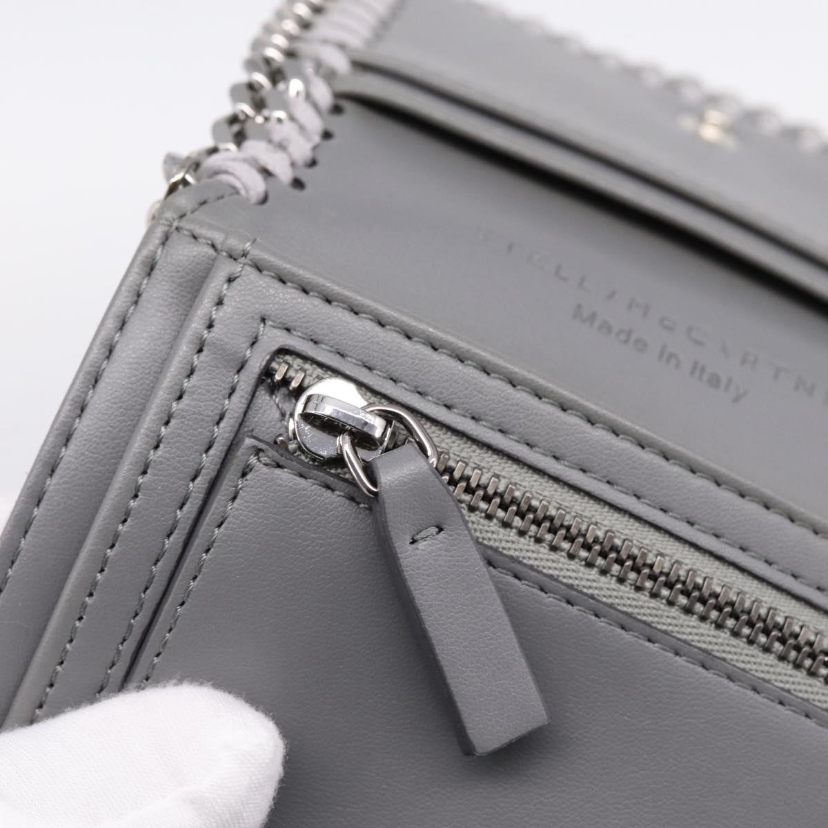 Stella MacCartney Compact Fabera Trifold Wallet Suede Gray Silver Auth am12433V