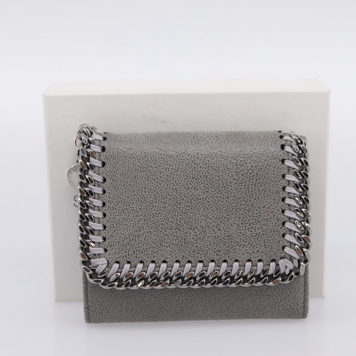 Stella MacCartney Compact Fabera Trifold Wallet Suede Gray Silver Auth am12433V