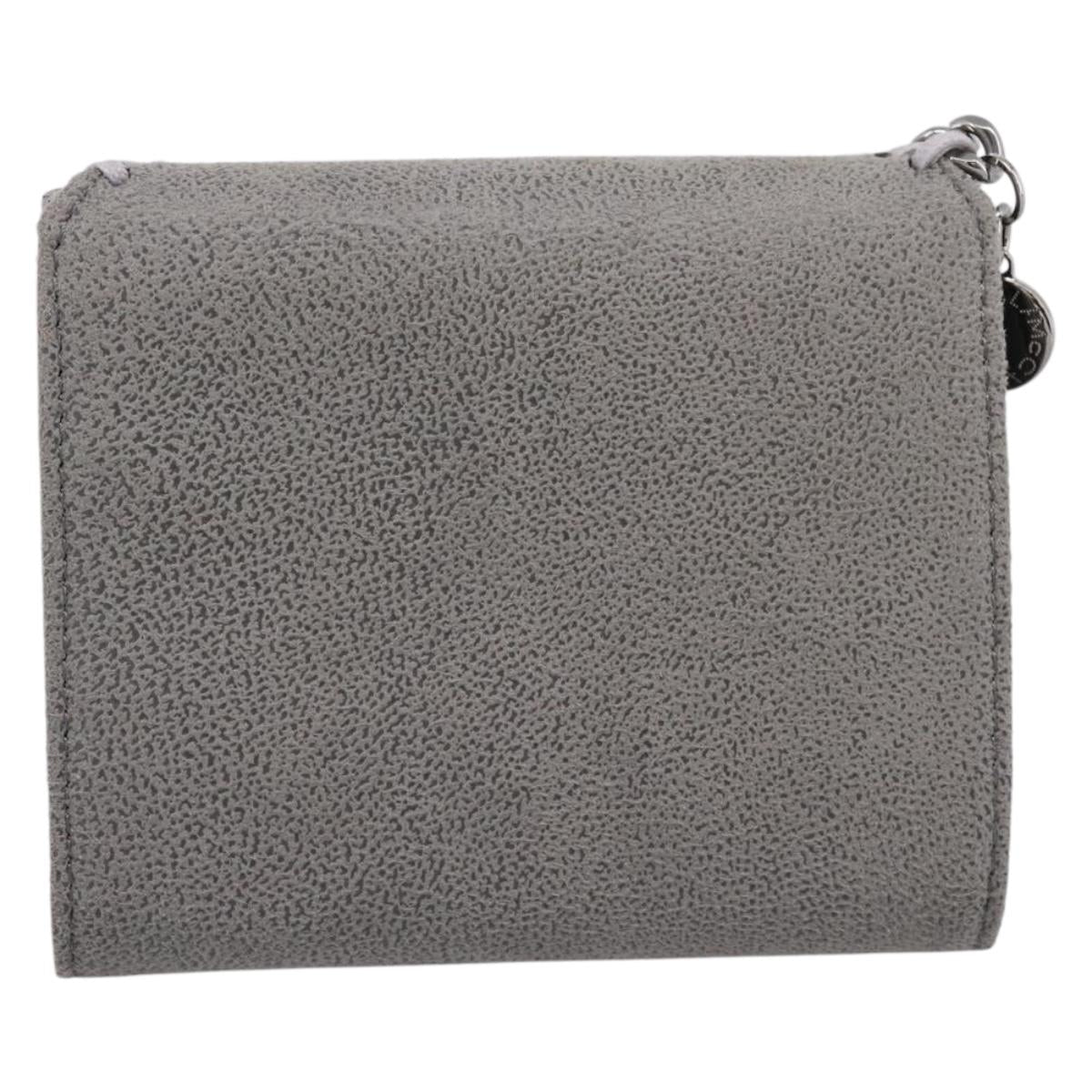 Stella MacCartney Compact Fabera Trifold Wallet Suede Gray Silver Auth am12433V
