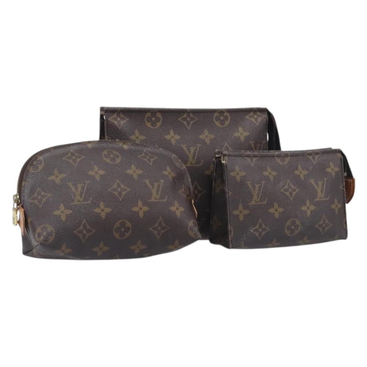 LOUIS VUITTON Monogram Pouch 3 Set LV Auth am12437