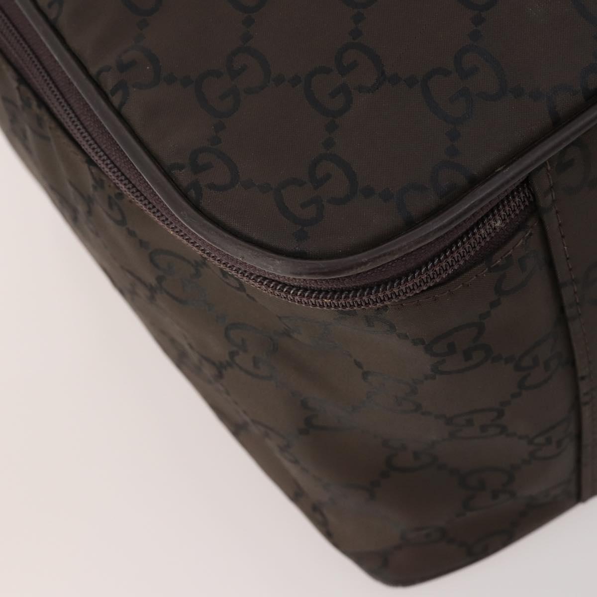 GUCCI GG Canvas Boston Bag Nylon Dark Brown Silver 010 1350 08 Auth am12441