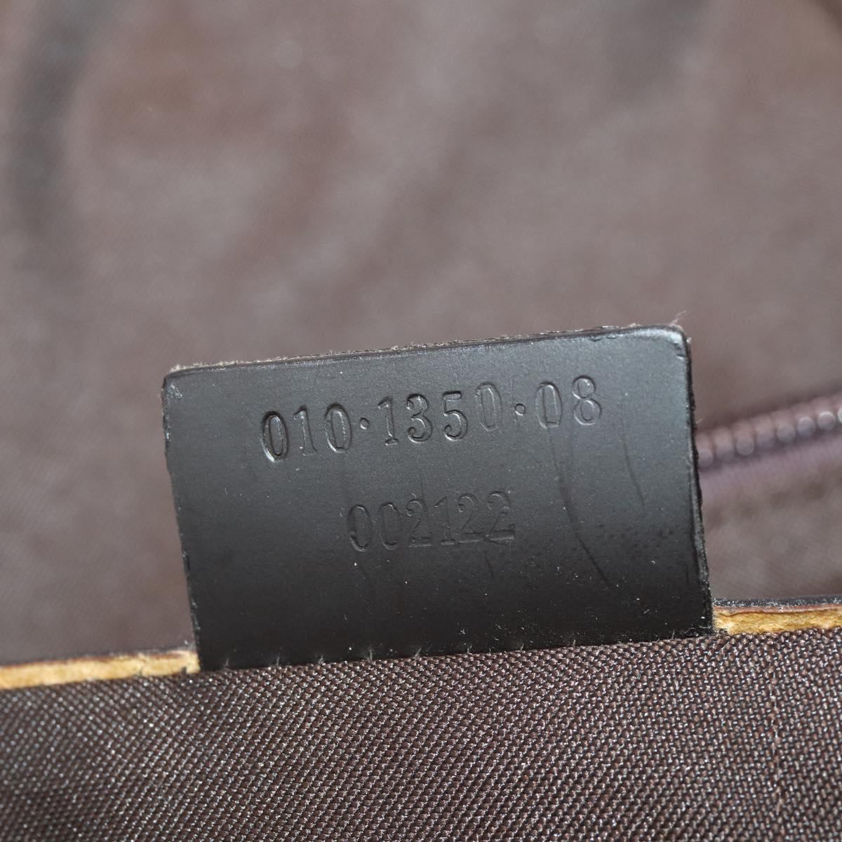 GUCCI GG Canvas Boston Bag Nylon Dark Brown Silver 010 1350 08 Auth am12441
