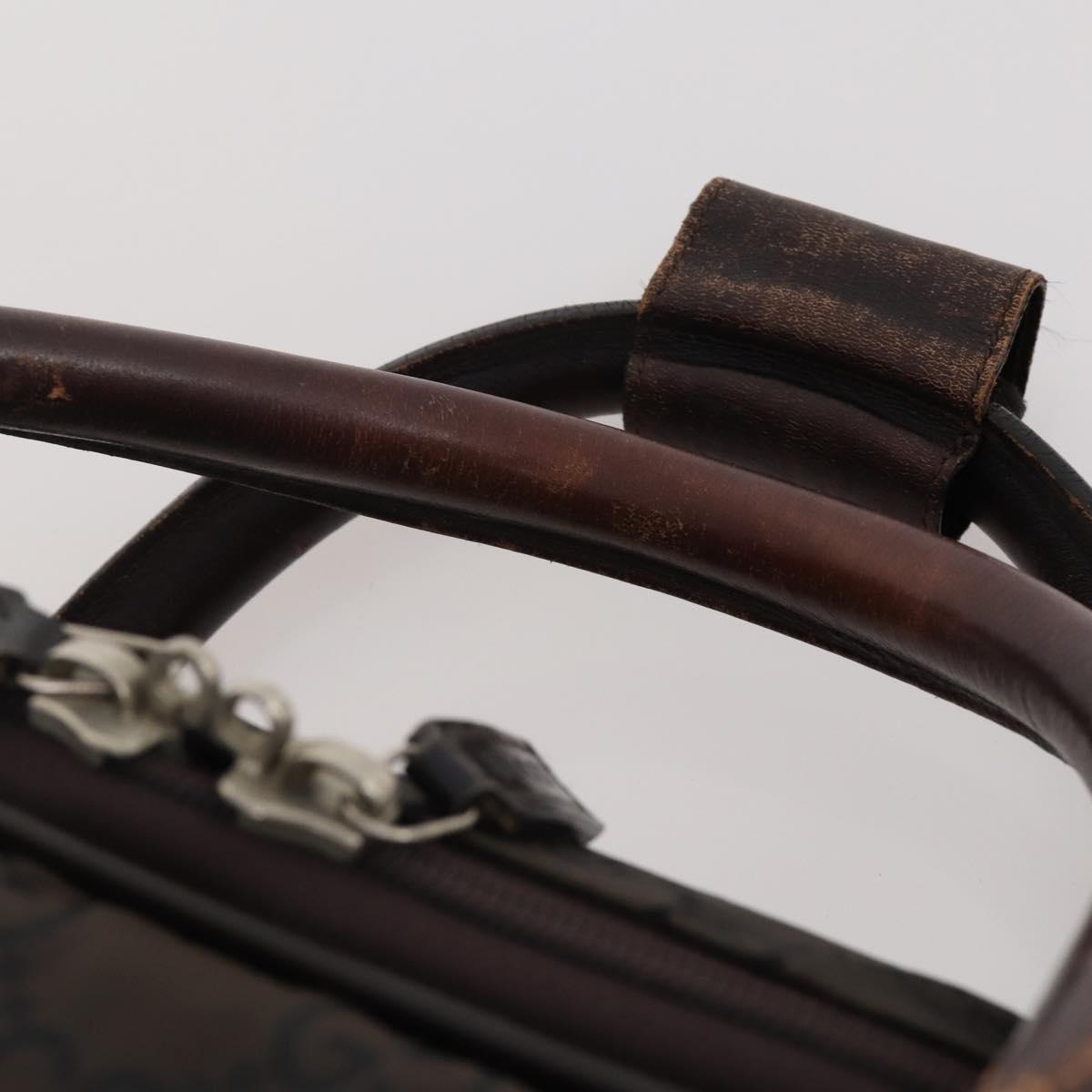 GUCCI GG Canvas Boston Bag Nylon Dark Brown Silver 010 1350 08 Auth am12441