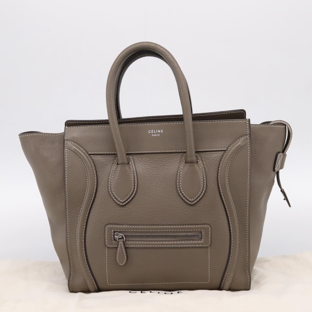 CELINE Luggage Mini Hand Bag Leather Gray Silver Auth am12449A