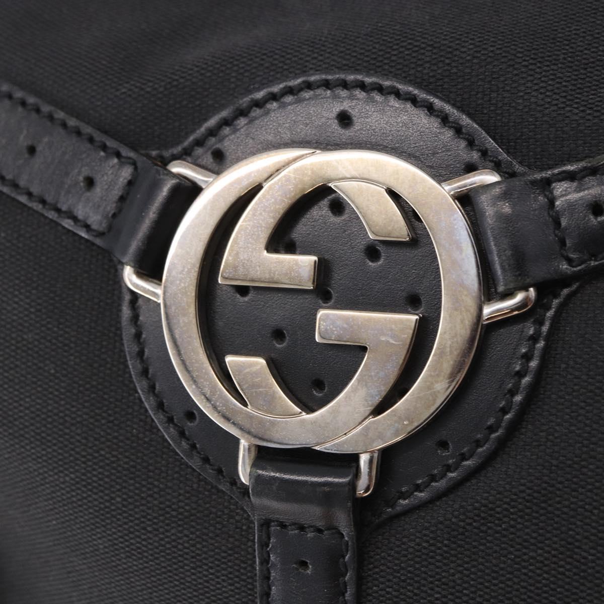 GUCCI Interlocking Shoulder Bag Canvas Black Silver 114879 Auth am12452A
