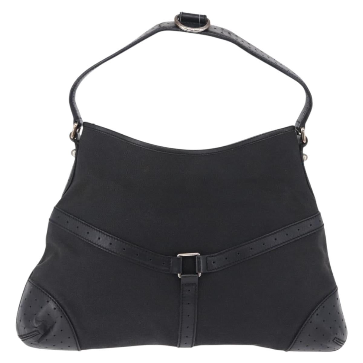 GUCCI Interlocking Shoulder Bag Canvas Black Silver 114879 Auth am12452A