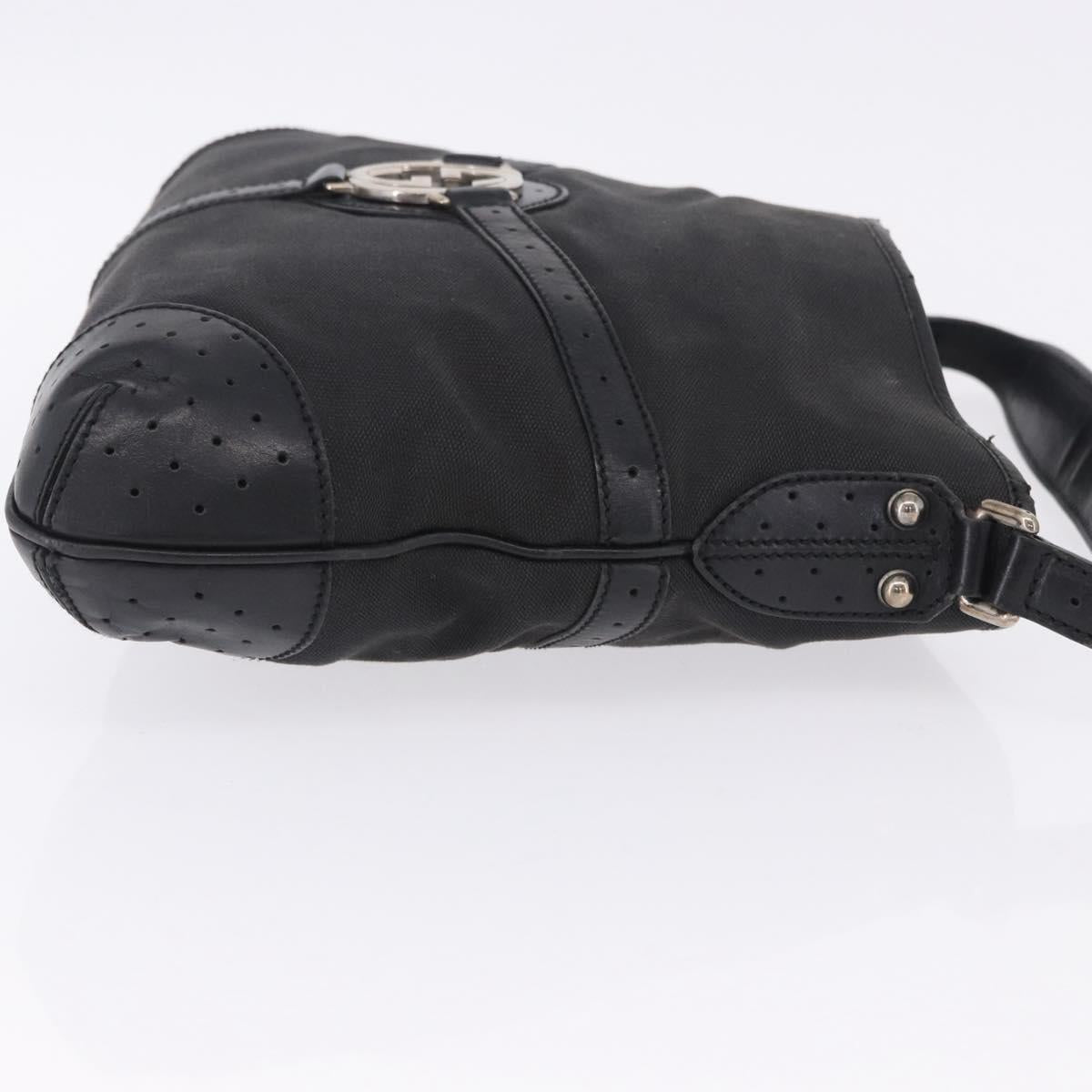 GUCCI Interlocking Shoulder Bag Canvas Black Silver 114879 Auth am12452A