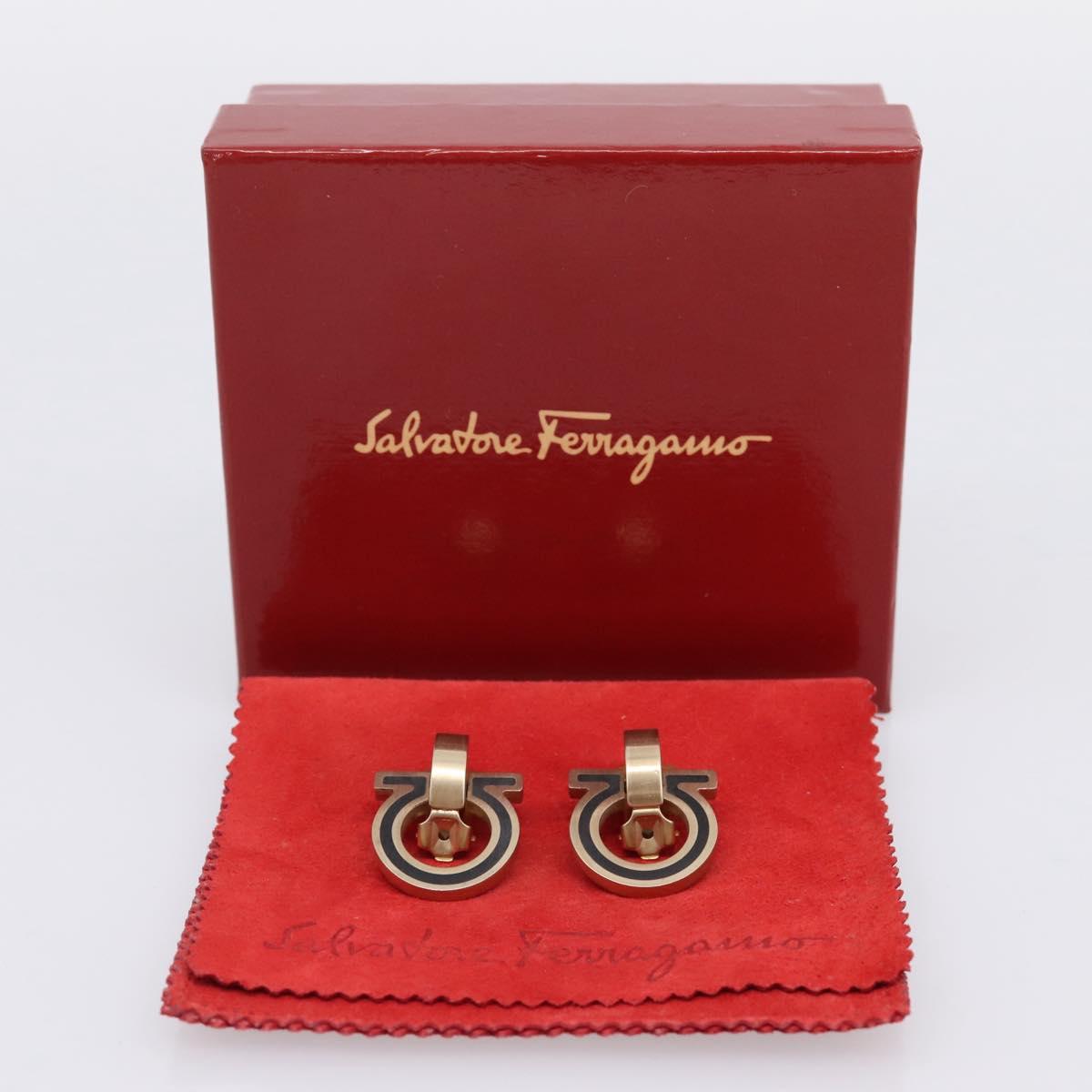 Salvatore Ferragamo Gancini Earring Metal Gold Tone Auth am12454V