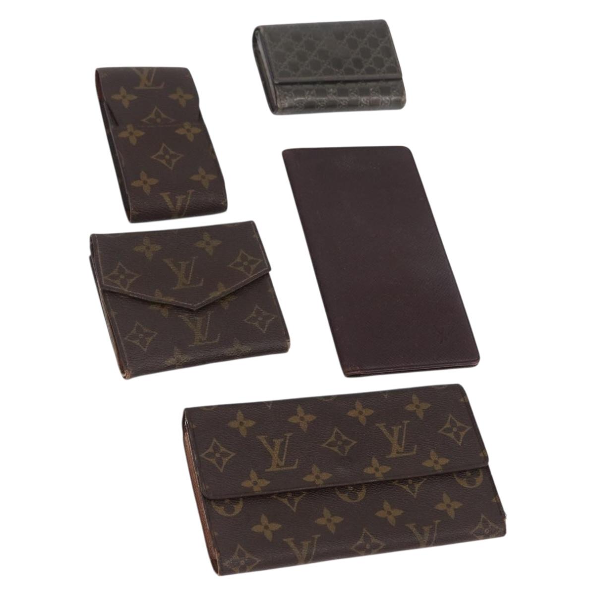 LOUIS VUITTON Gucci Monogram Tobacco Coin Purse Wallet 5Set LV Auth am12455