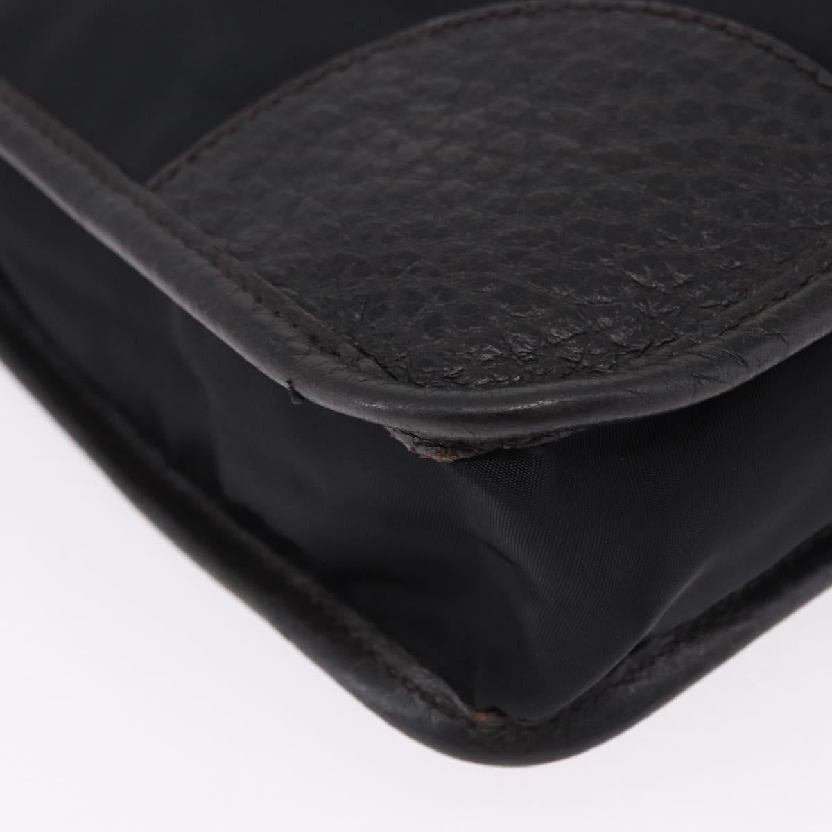 PRADA Tote Bag Nylon Leather Black Gold Tone Auth am12459V
