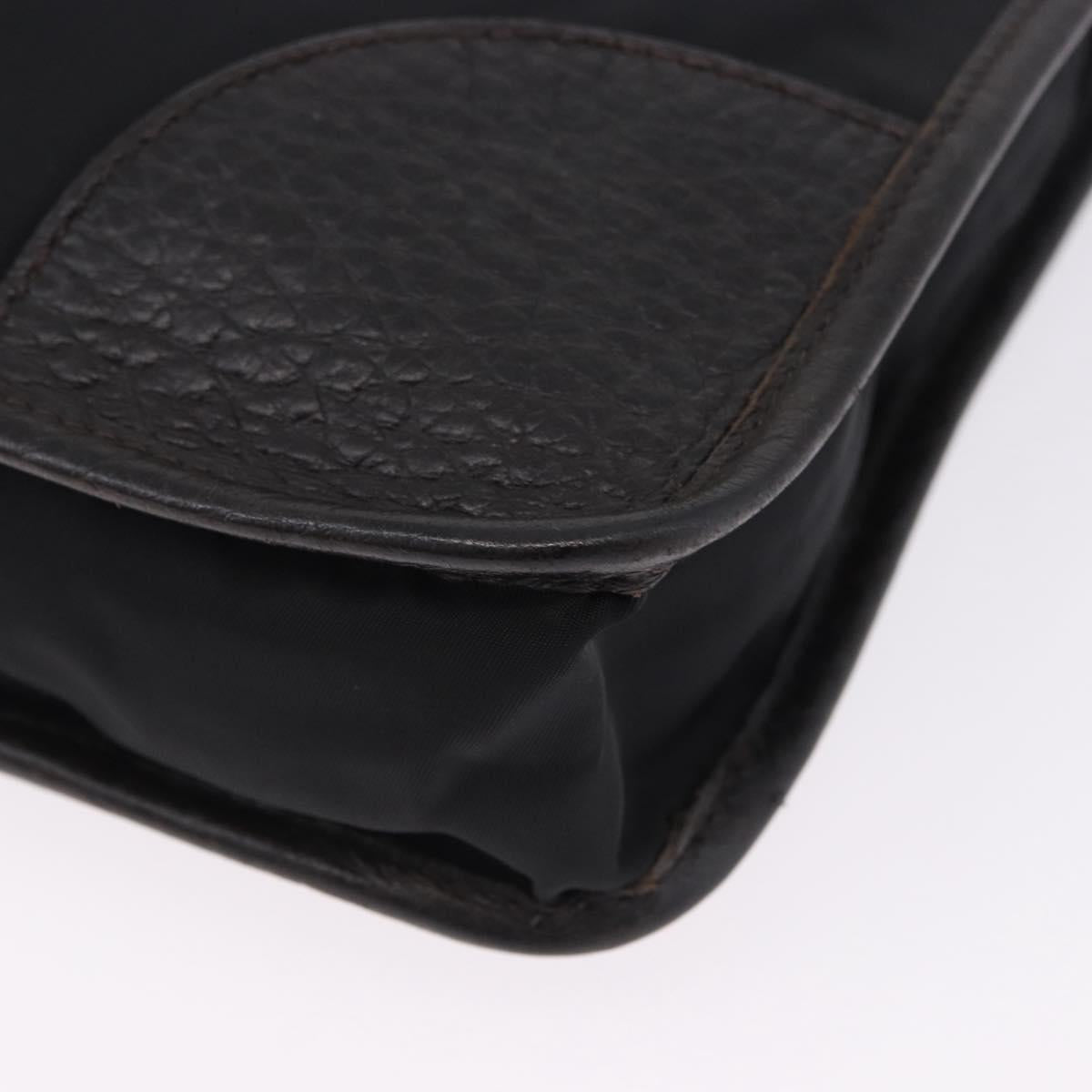 PRADA Tote Bag Nylon Leather Black Gold Tone Auth am12459V