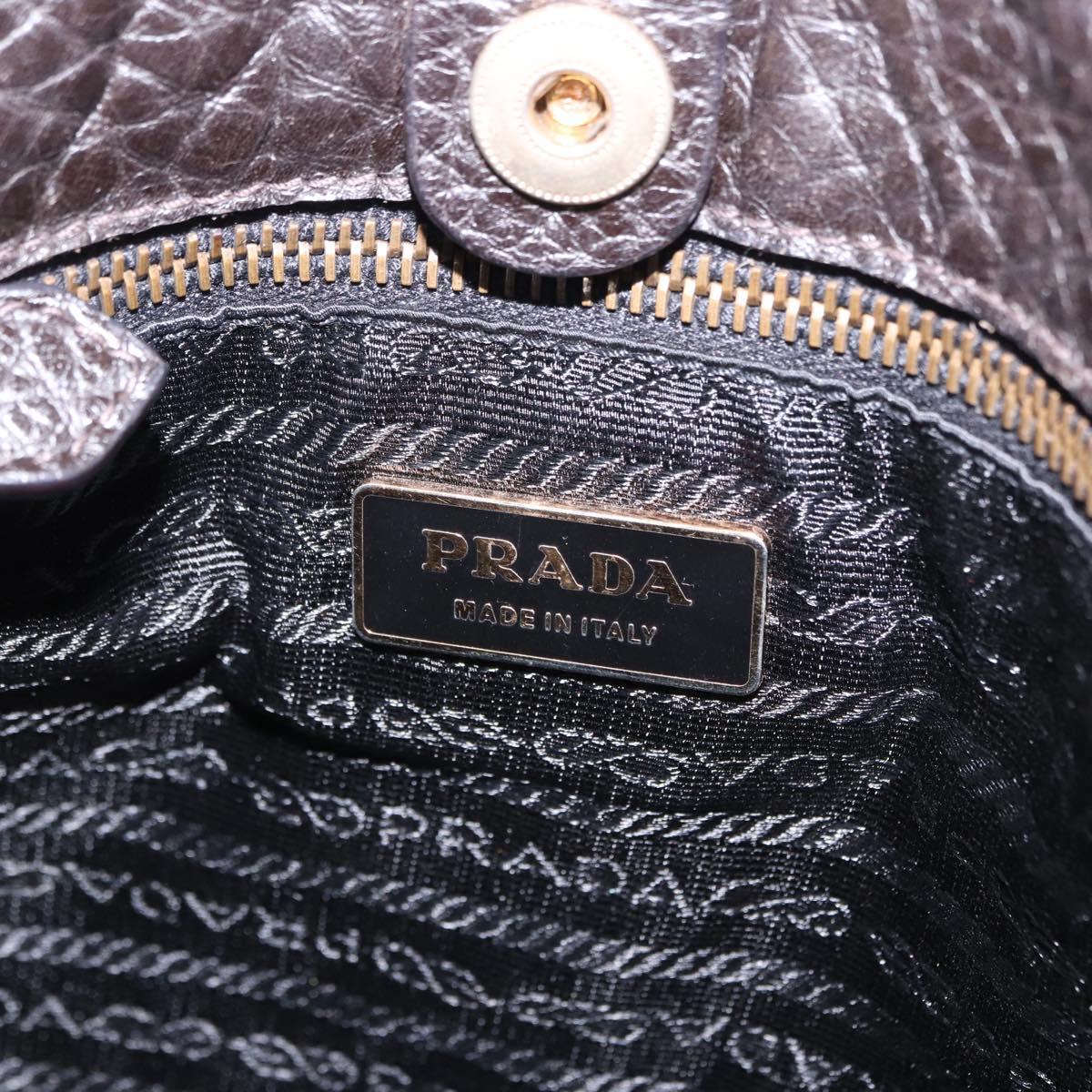 PRADA Tote Bag Nylon Leather Black Gold Tone Auth am12459V