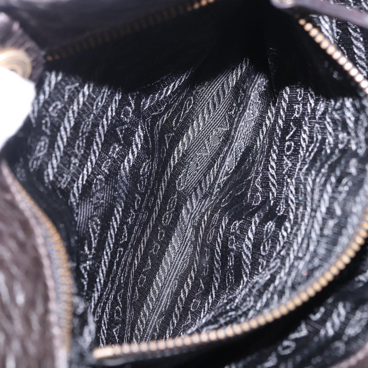 PRADA Tote Bag Nylon Leather Black Gold Tone Auth am12459V