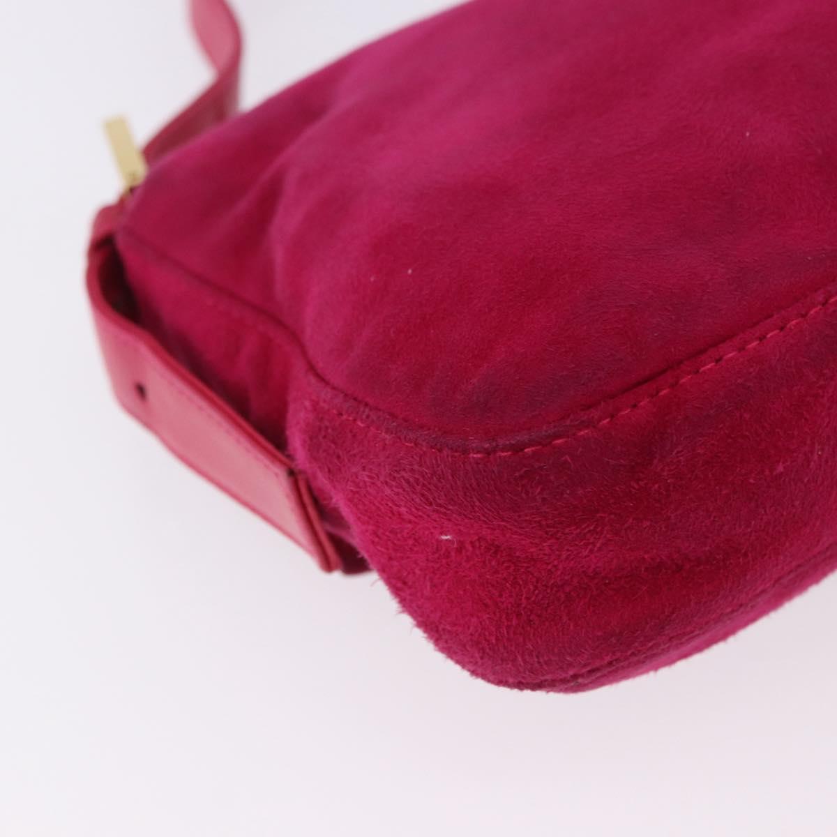 FENDI Mamma Baguette Shoulder Bag Suede Pink Gold Tone Auth am12464V