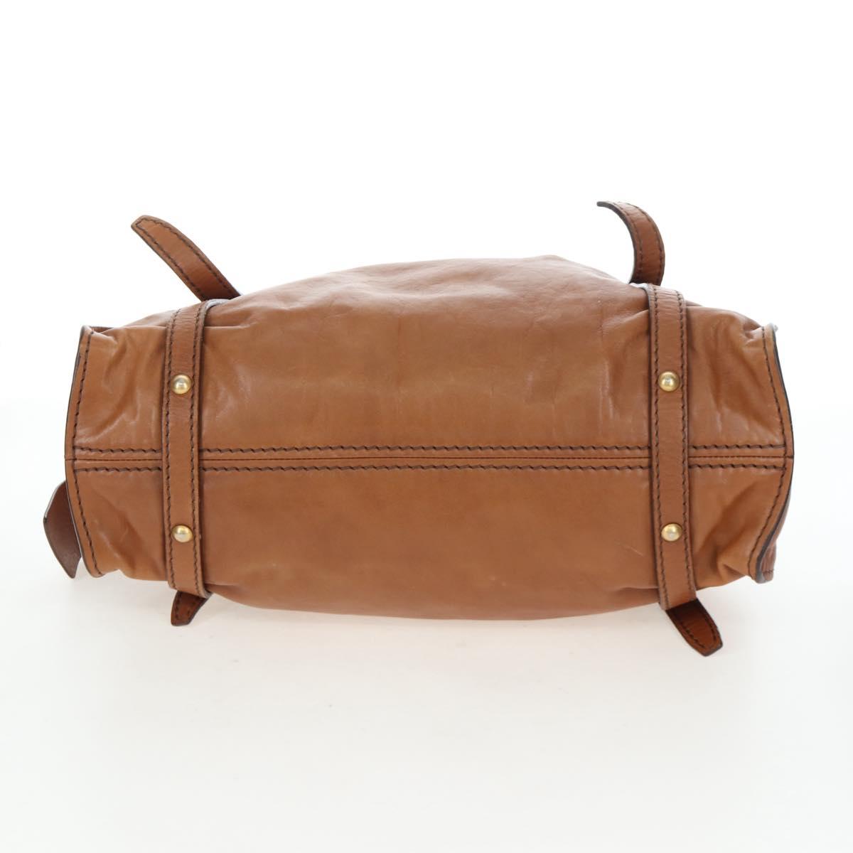 Miu Miu Side Ribbon Shoulder Bag Leather Brown Gold Tone Auth am12465V