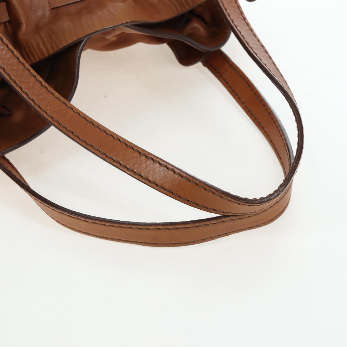 Miu Miu Side Ribbon Shoulder Bag Leather Brown Gold Tone Auth am12465V