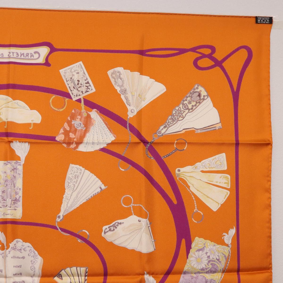HERMES Carre 90 Scarf Silk ""CARNETS DE BAL"" Orange Auth am12466M