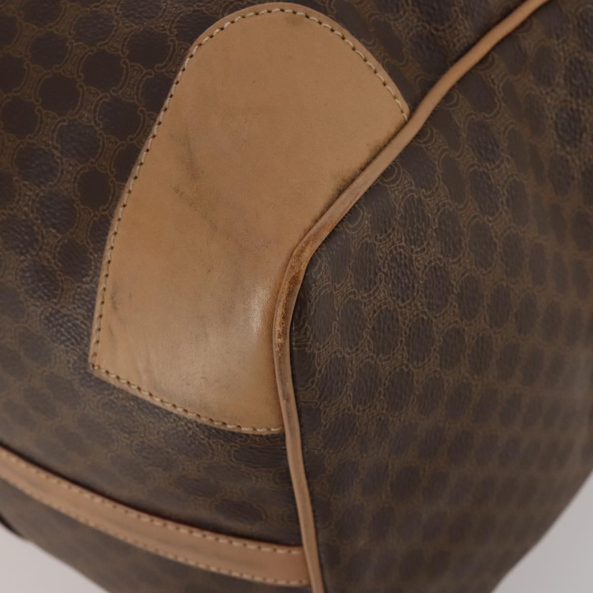 CELINE Macadam Boston Bag PVC Leather Brown Gold Tone Auth am12471