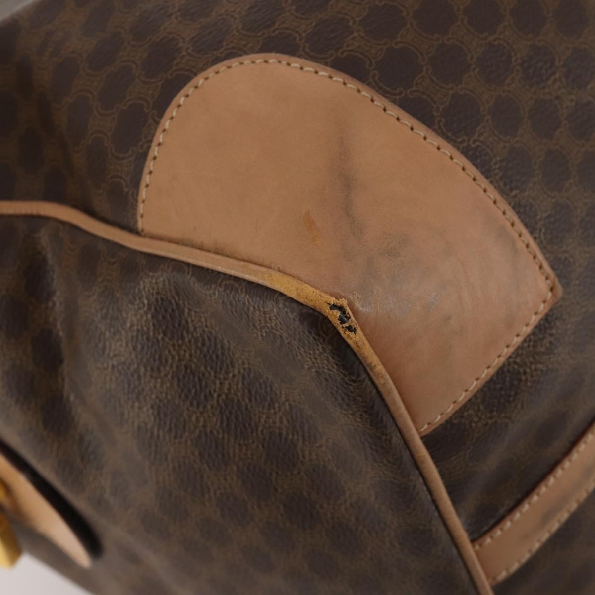 CELINE Macadam Boston Bag PVC Leather Brown Gold Tone Auth am12471