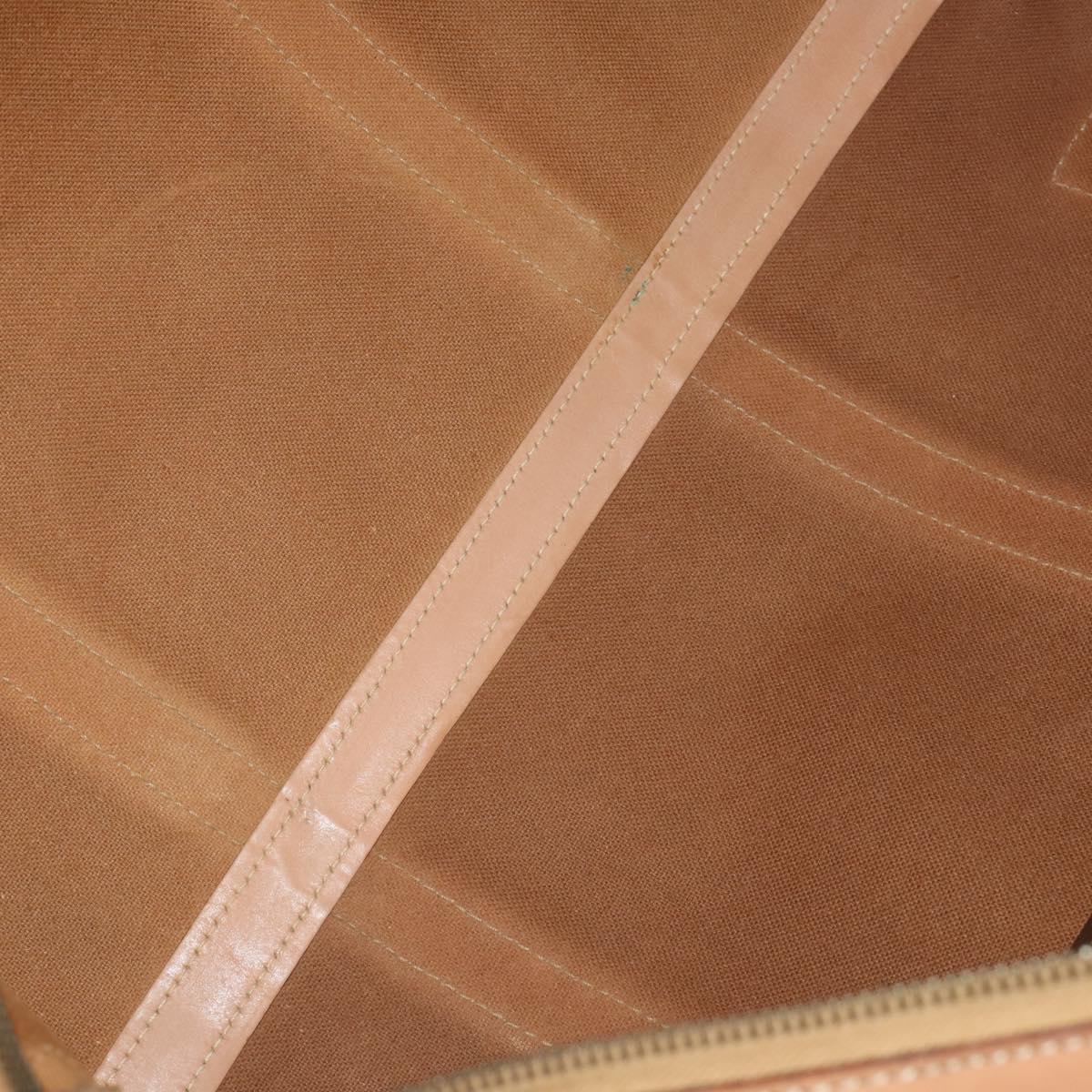 CELINE Macadam Boston Bag PVC Leather Brown Gold Tone Auth am12471