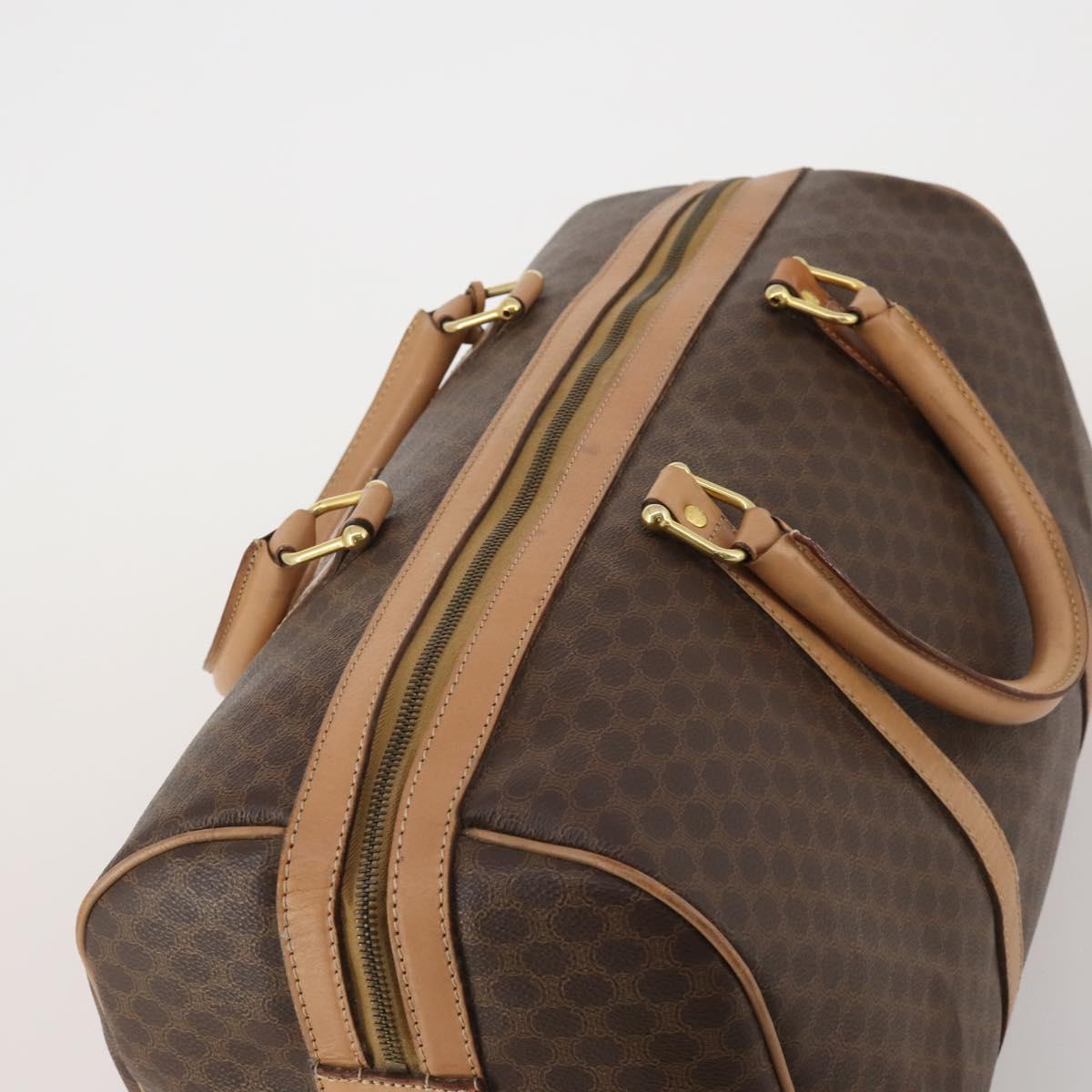 CELINE Macadam Boston Bag PVC Leather Brown Gold Tone Auth am12471