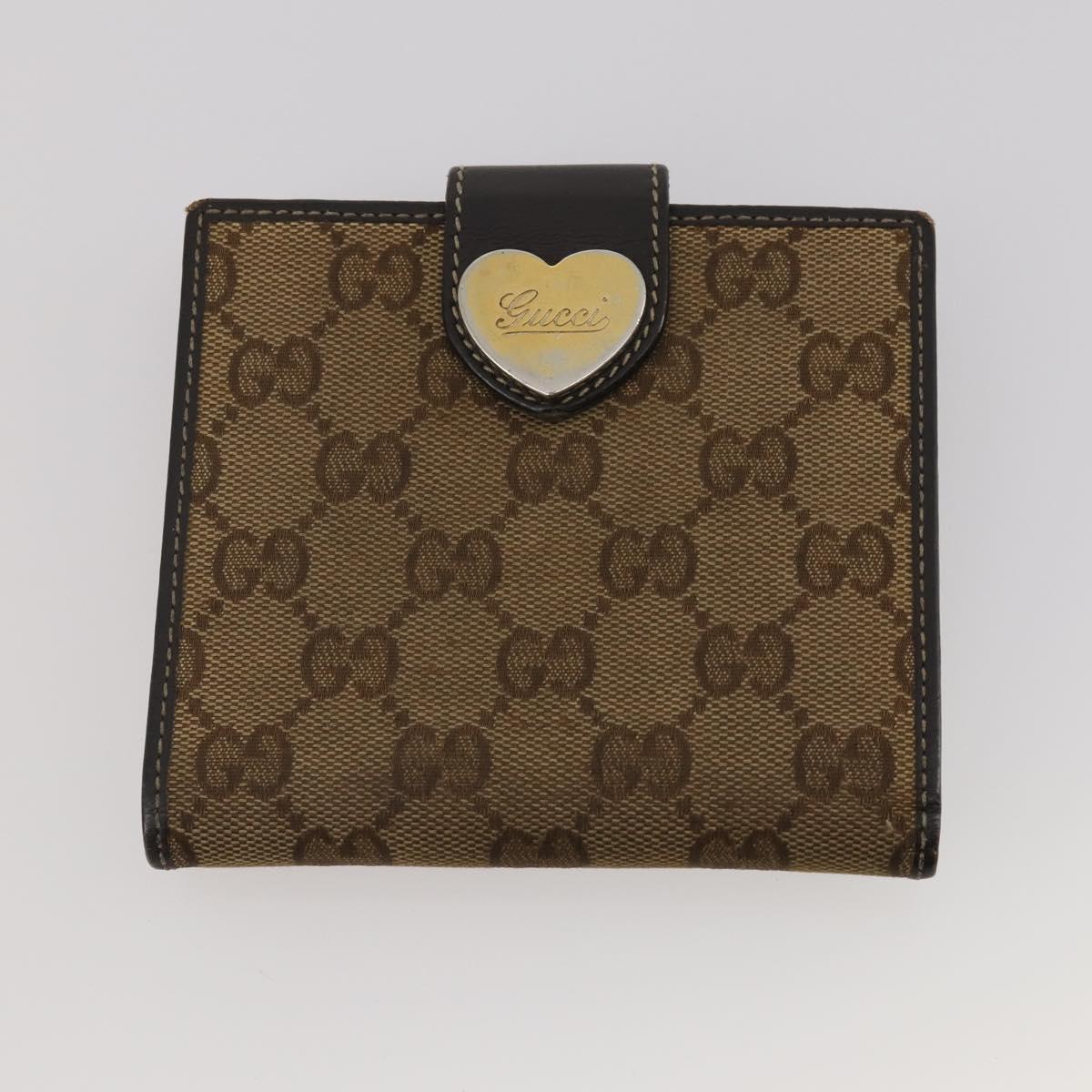GUCCI Pouch Wallet GG Leather Canvas 6 Set Beige Black Auth am12473