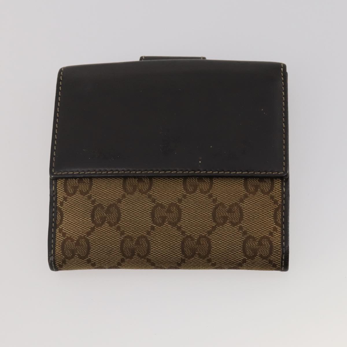 GUCCI Pouch Wallet GG Leather Canvas 6 Set Beige Black Auth am12473