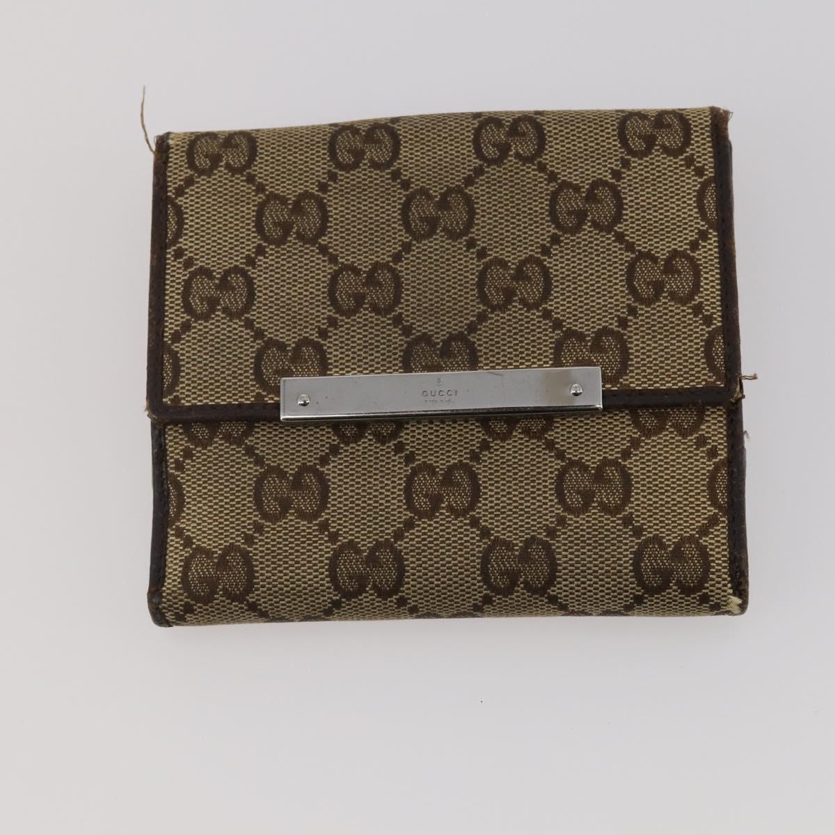 GUCCI Pouch Wallet GG Leather Canvas 6 Set Beige Black Auth am12473