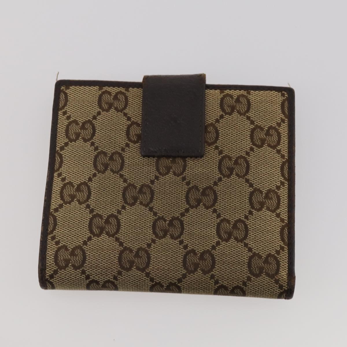 GUCCI Pouch Wallet GG Leather Canvas 6 Set Beige Black Auth am12473