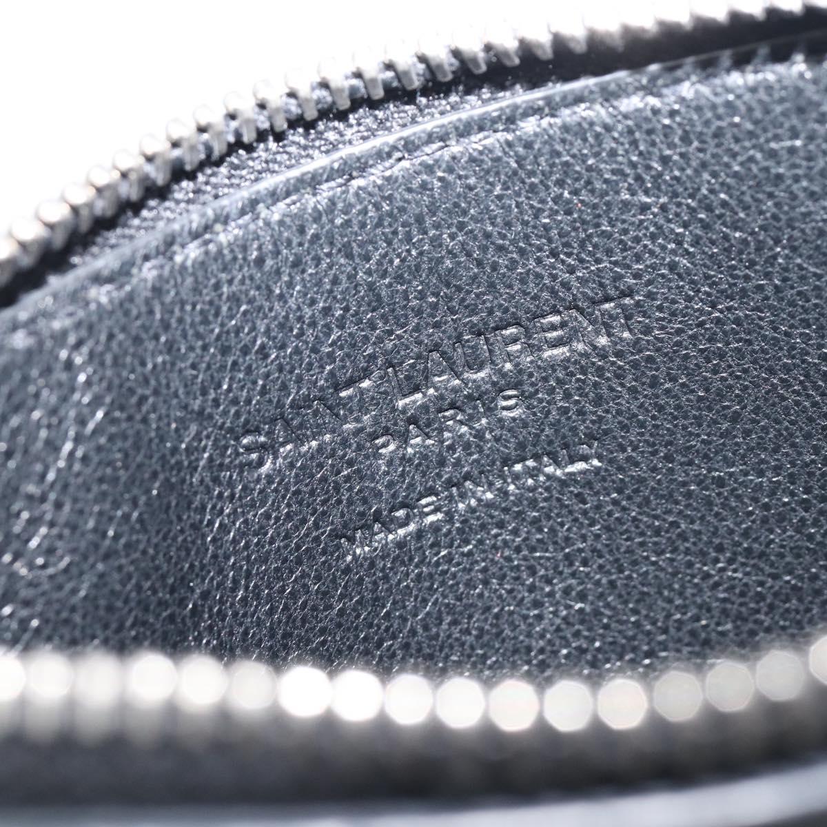 SAINT LAURENT Fragment Case Leather Black Silver 463778 Auth am12475V