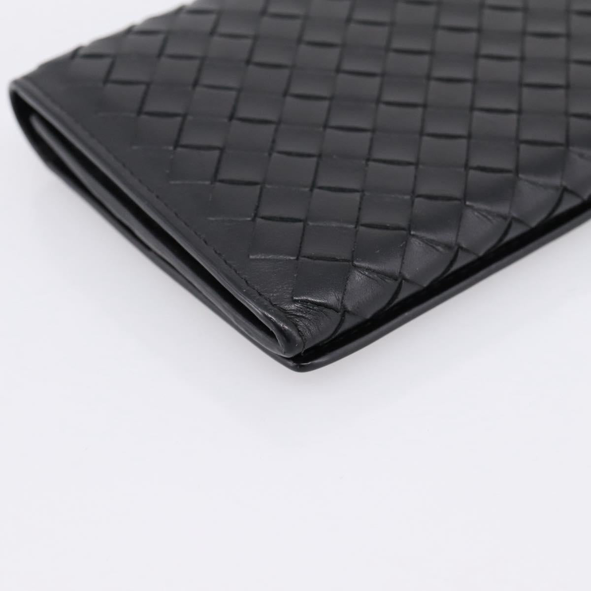 BOTTEGA VENETA INTRECCIATO Long Wallet Leather Black Auth am12478M