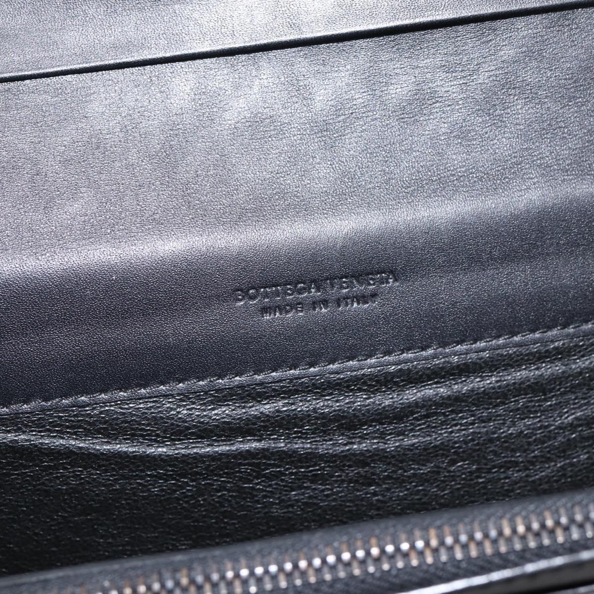 BOTTEGA VENETA INTRECCIATO Long Wallet Leather Black Auth am12478M