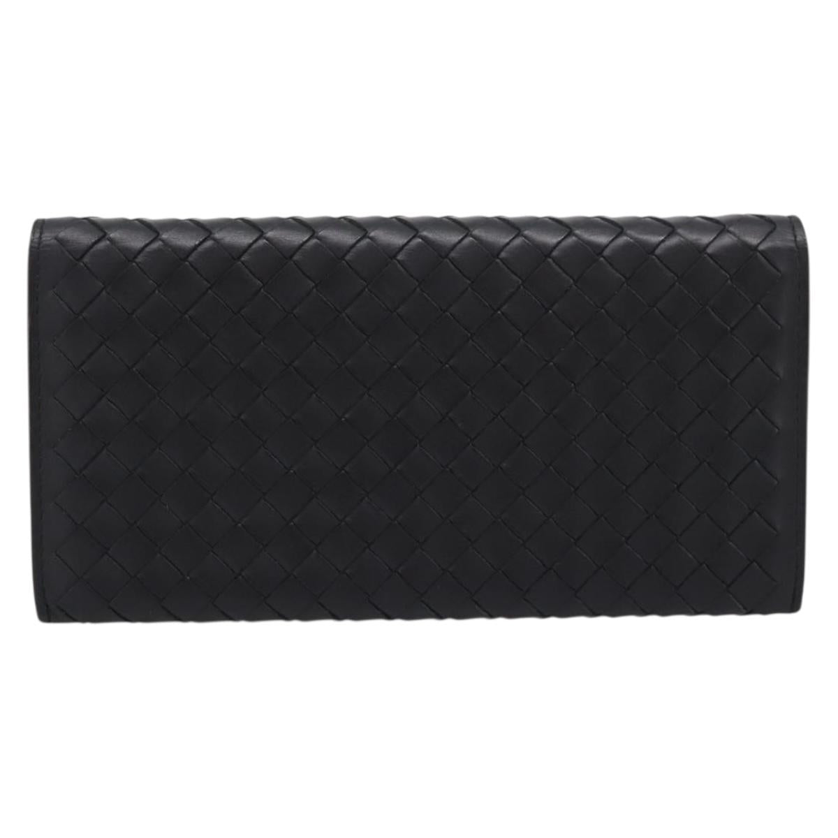 BOTTEGA VENETA INTRECCIATO Long Wallet Leather Black Auth am12478M