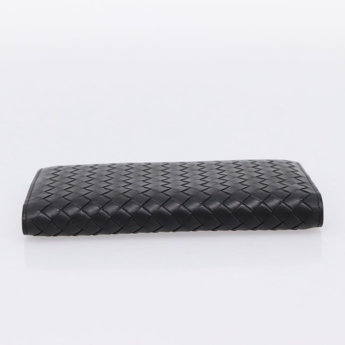 BOTTEGA VENETA INTRECCIATO Long Wallet Leather Black Auth am12478M