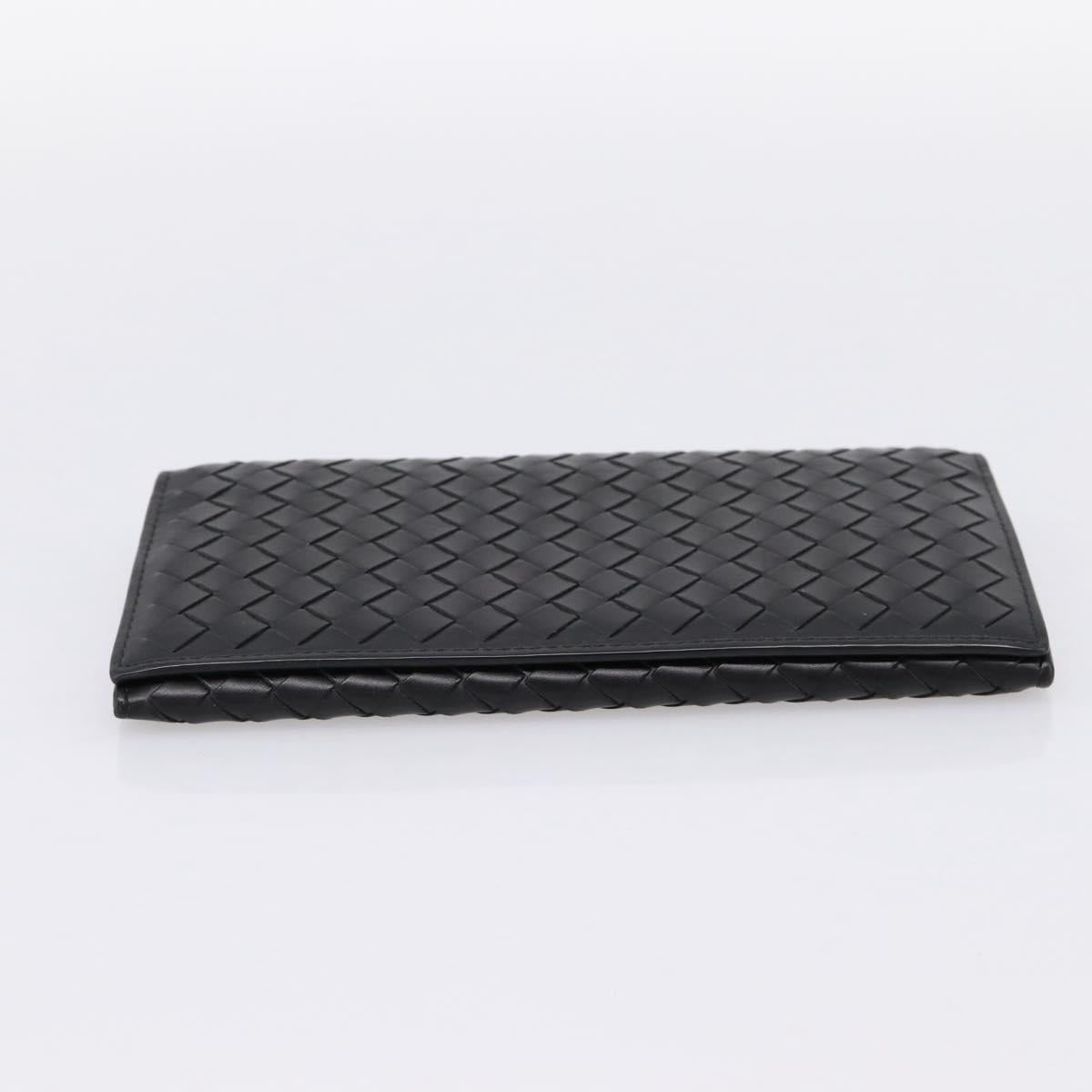 BOTTEGA VENETA INTRECCIATO Long Wallet Leather Black Auth am12478M