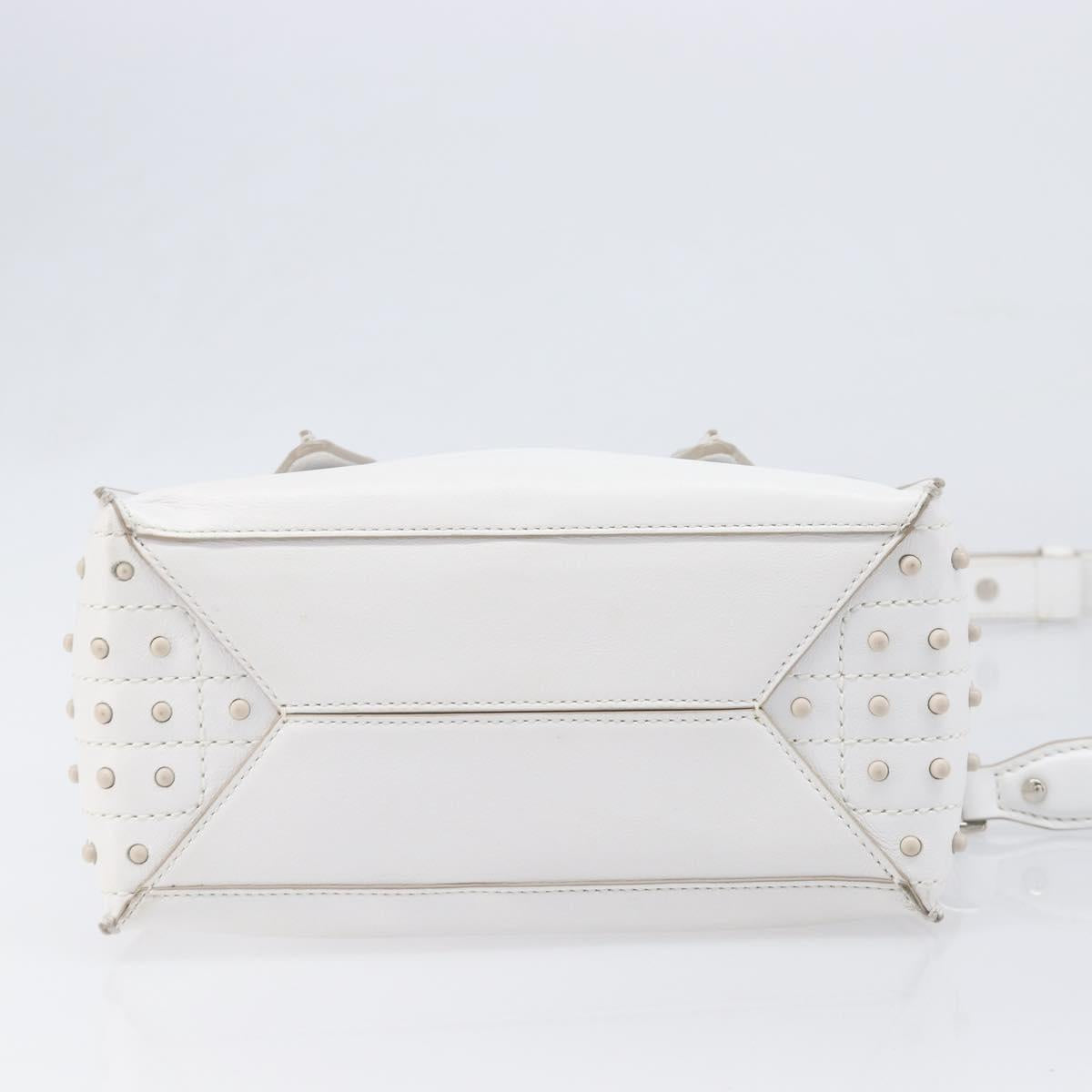 TOD’S x Alber Elbaz Hand Bag Leather White Silver Auth am12484V