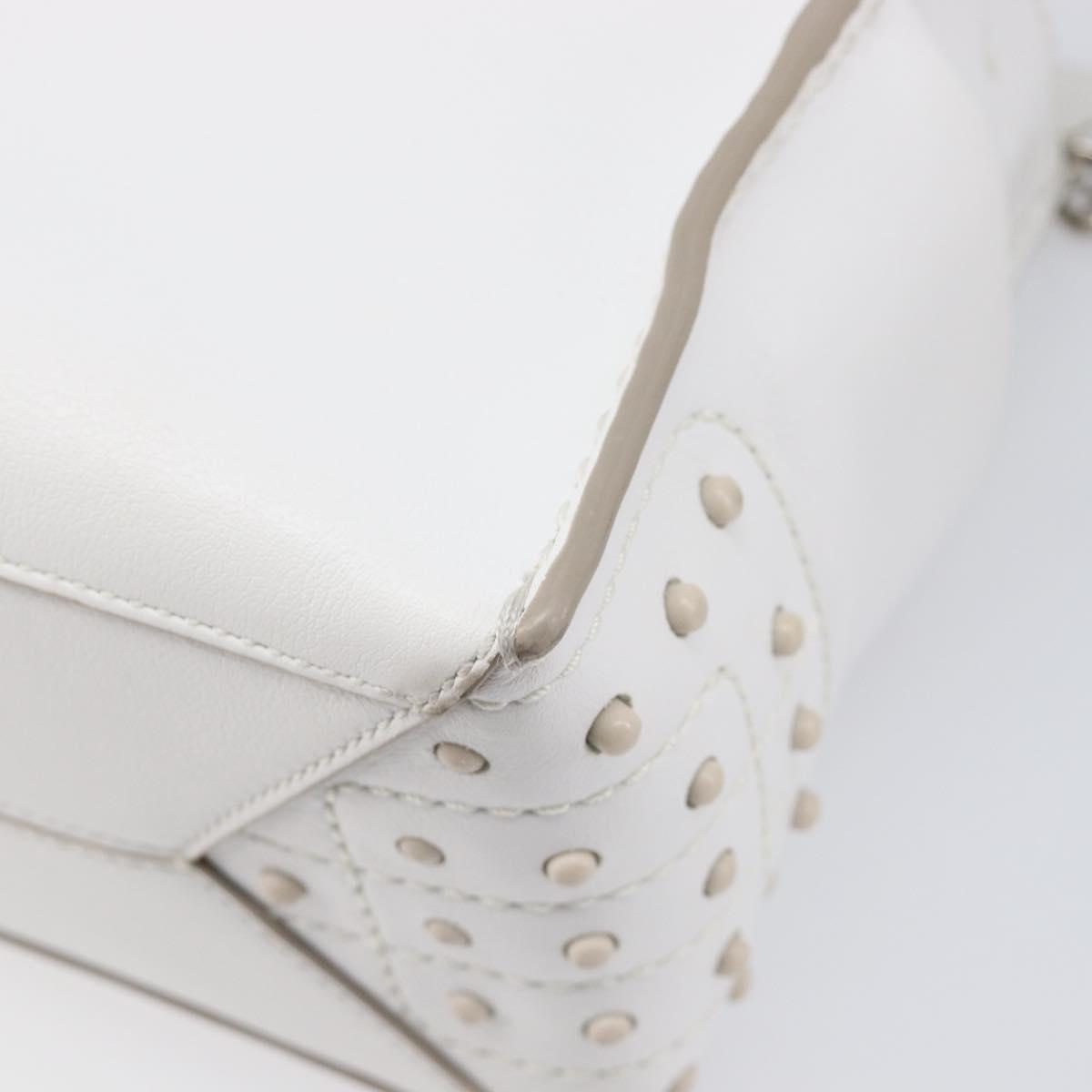 TOD’S x Alber Elbaz Hand Bag Leather White Silver Auth am12484V