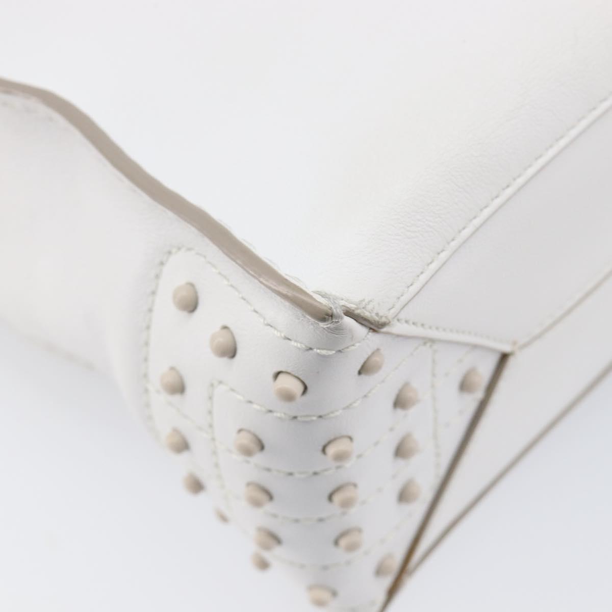 TOD’S x Alber Elbaz Hand Bag Leather White Silver Auth am12484V