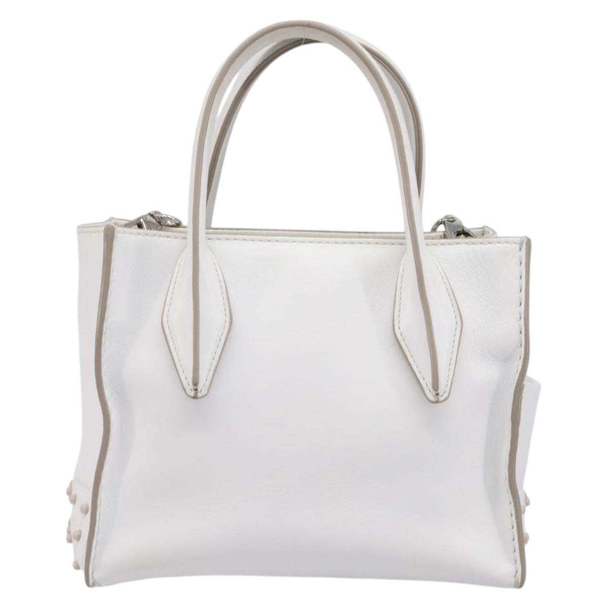 TOD’S x Alber Elbaz Hand Bag Leather White Silver Auth am12484V