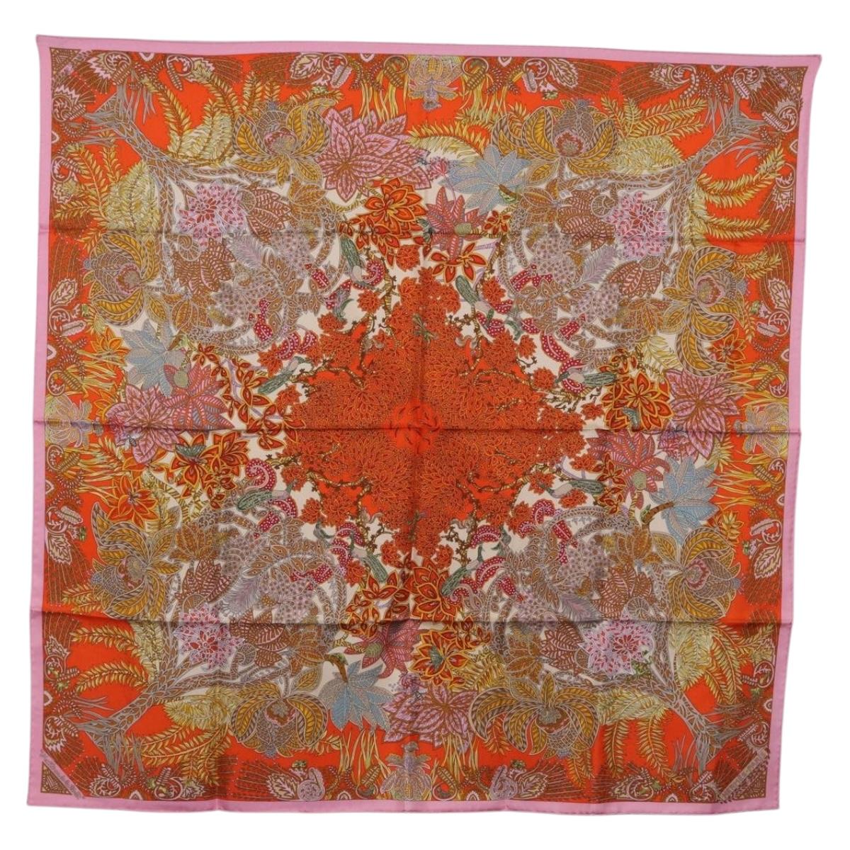 HERMES Carre 90 Scarf Silk ""Maitres de la Foret"" Multicolor Auth am12487M
