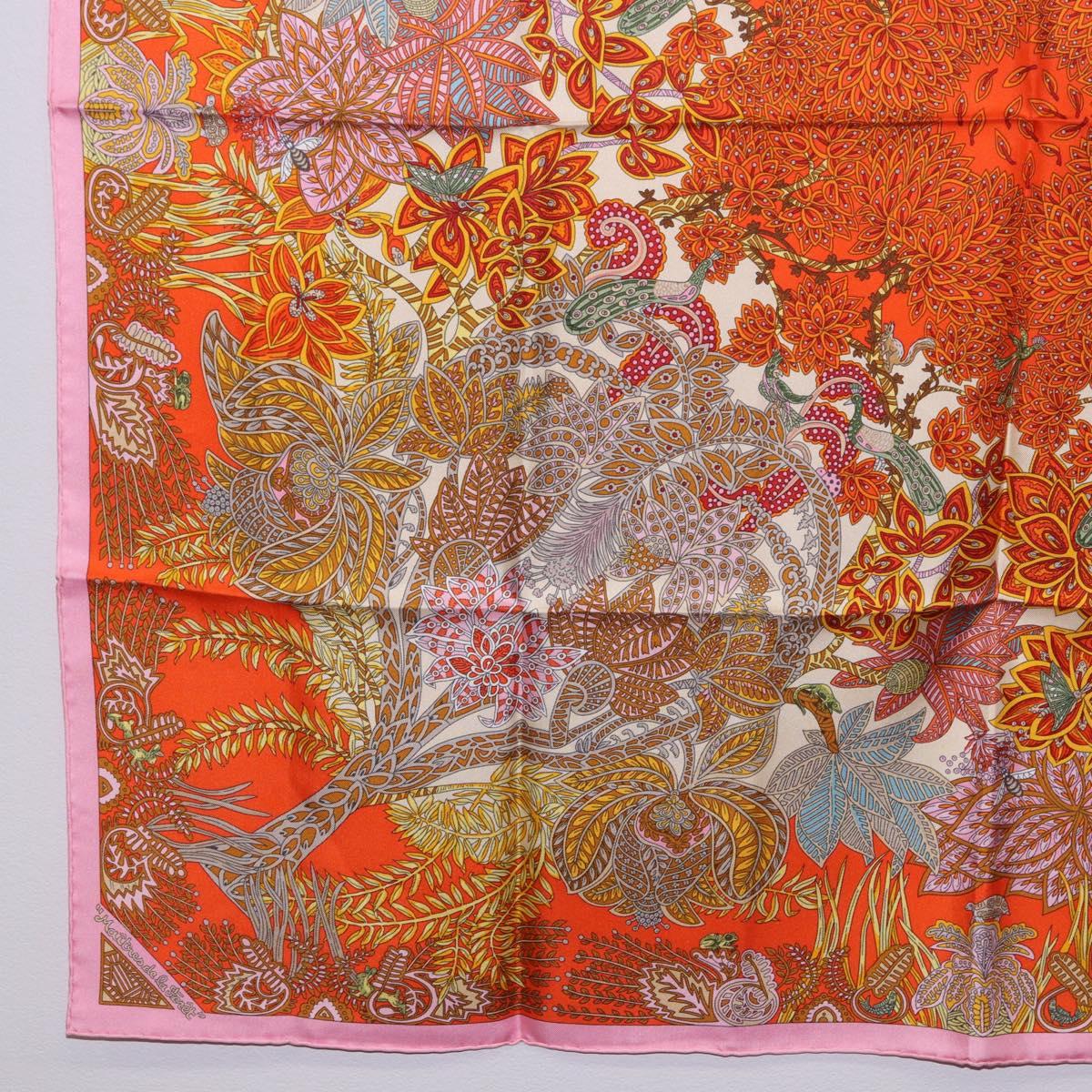 HERMES Carre 90 Scarf Silk ""Maitres de la Foret"" Multicolor Auth am12487M