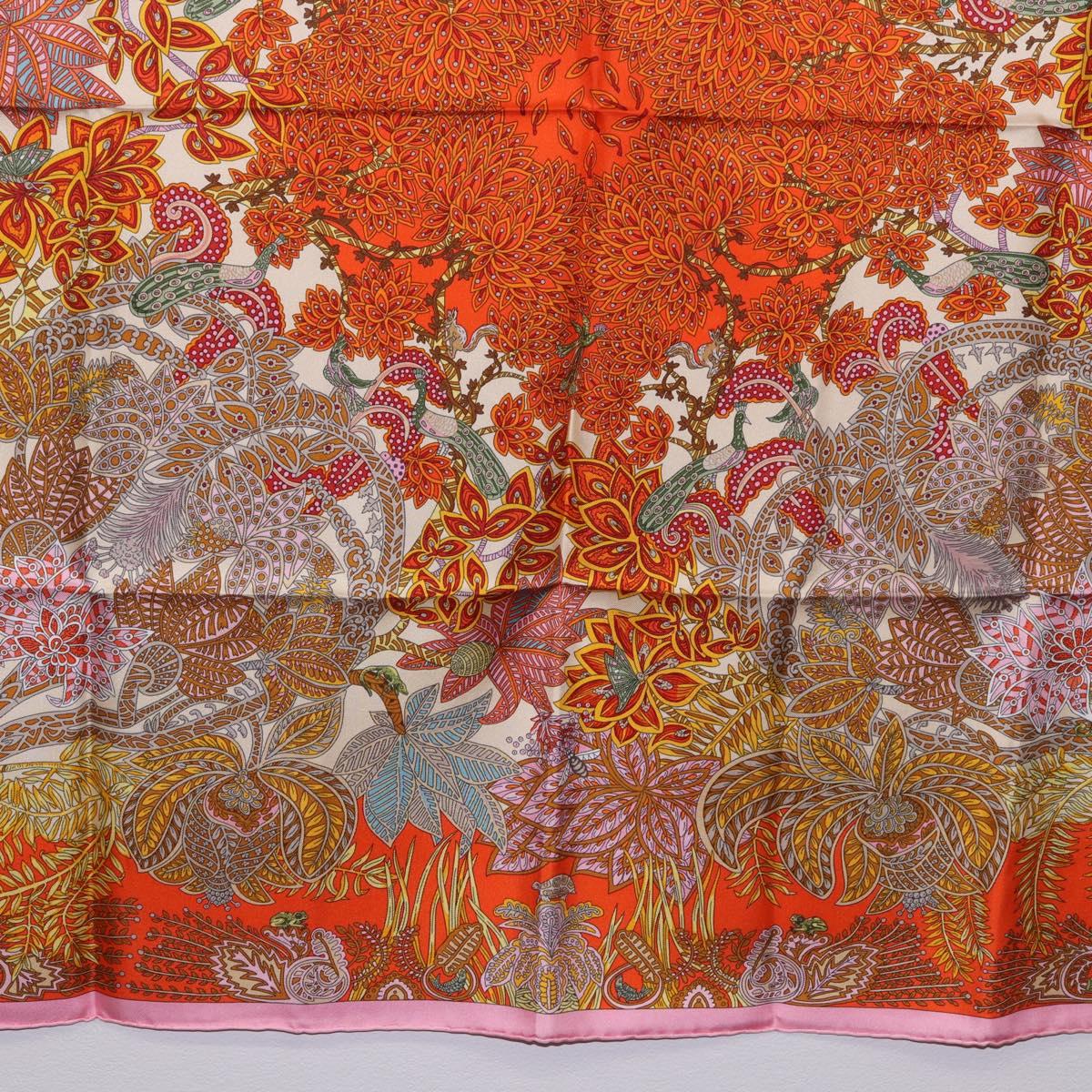 HERMES Carre 90 Scarf Silk ""Maitres de la Foret"" Multicolor Auth am12487M