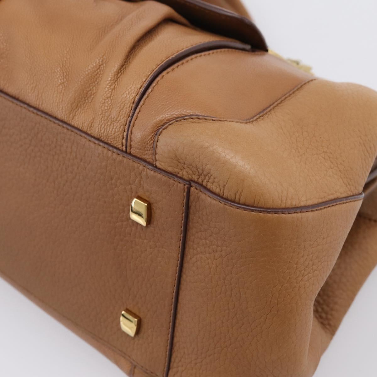 CARTIER La Donya Chain Shoulder Bag Leather Brown Gold Tone Auth am12491V