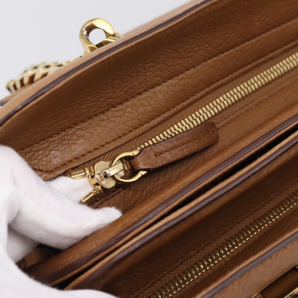 CARTIER La Donya Chain Shoulder Bag Leather Brown Gold Tone Auth am12491V