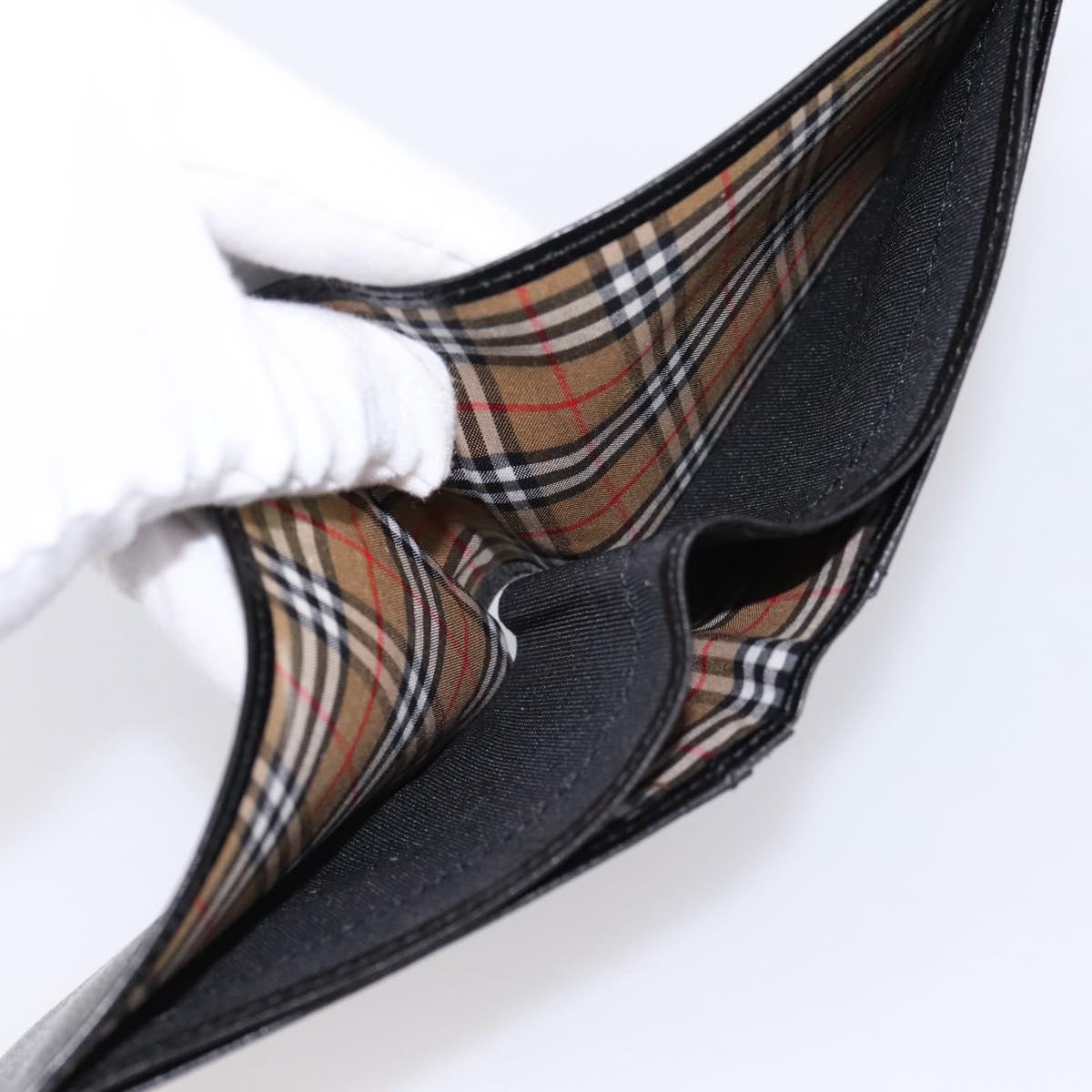 BURBERRY Nova Check Wallet Leather Black Auth am12497V