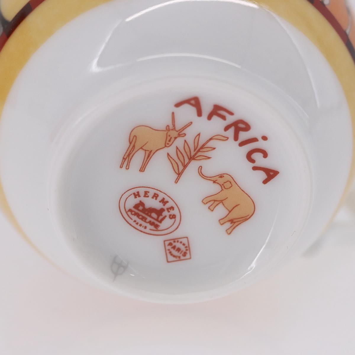 HERMES Cup and Saucer Set AFRICA Pottery Multicolor Auth am12499M